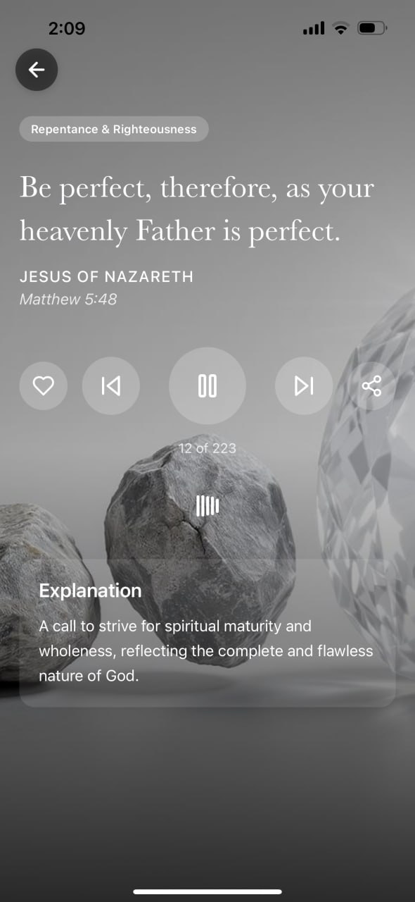 App screen with mountain sunrise